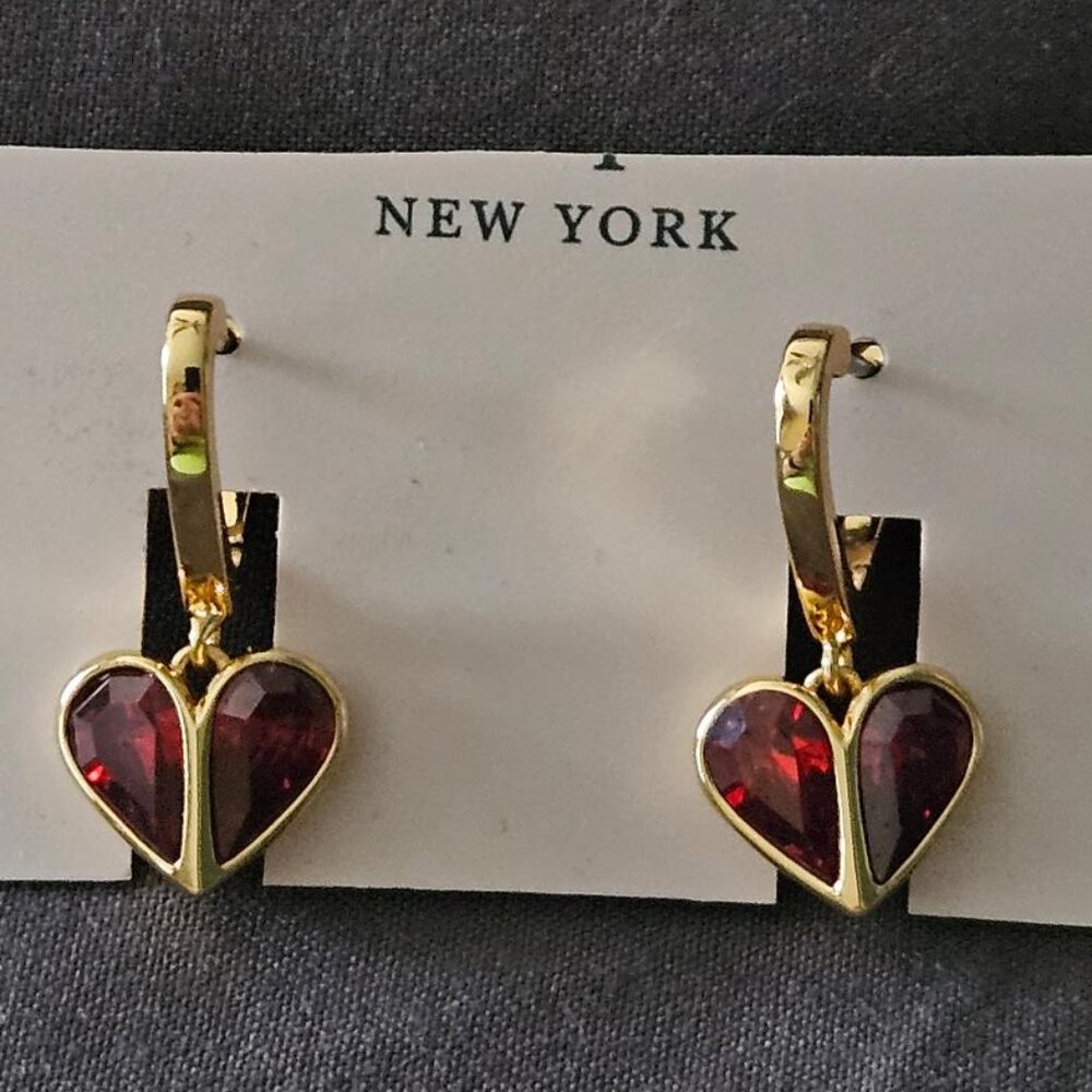 NEW Kate Spade Rock Solid Stone Heart Huggies